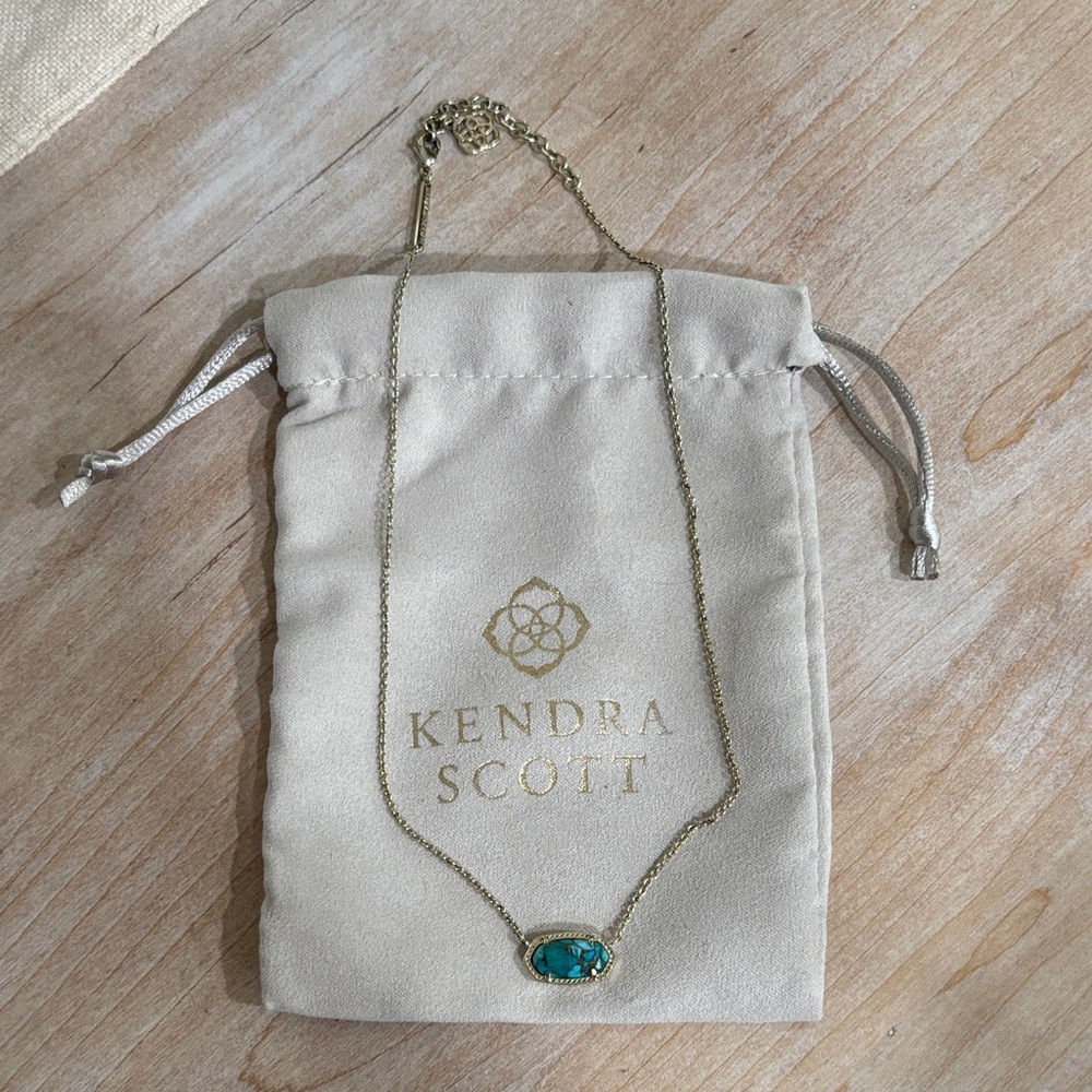 Kendra Scott Gold Necklace with Teal Pendant